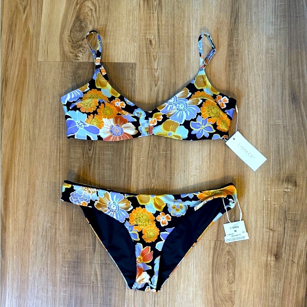 L*Space Floral Bikini in Black and Yellow - Picture 3 of 8